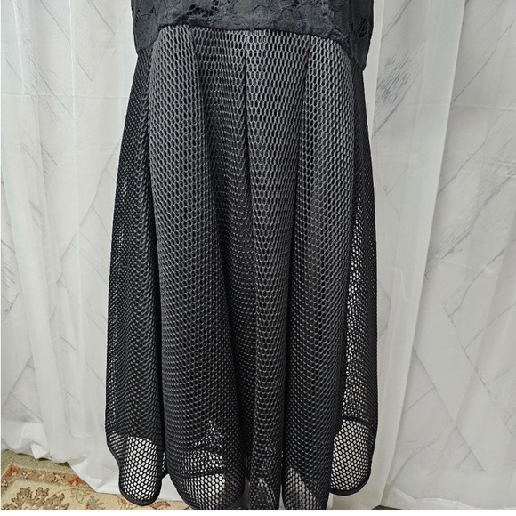 Eloquii Black, Mesh and Lace, Fit & Flare Dress - Picture 8 of 12